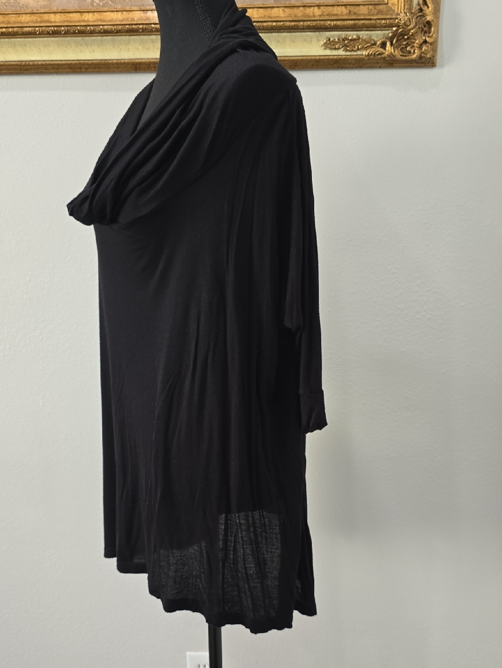 Suzanne Somers 3 Way Poncho Black Tunic Top Viscose Spandex S-L
